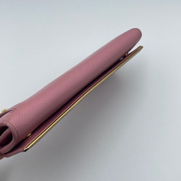Prada Long leather Wallet in Peonia Saffiano Metal Pink Metallic w/ card holder - Picture 11 of 16